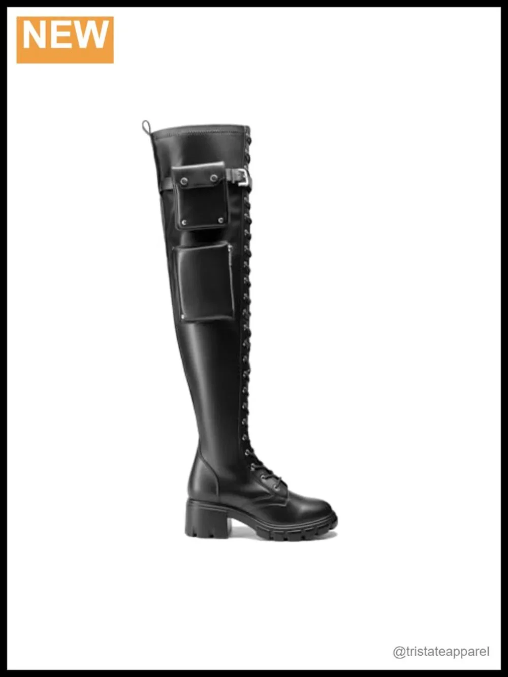 Over-the-Knee Boots for Women - Faux Leather Chunky Heel Boots with Side Zipper